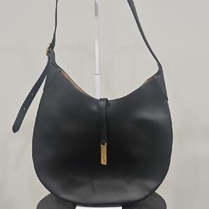 Polo by Ralph Lauren Black Leather Shoulder Hobo with Gold Accent